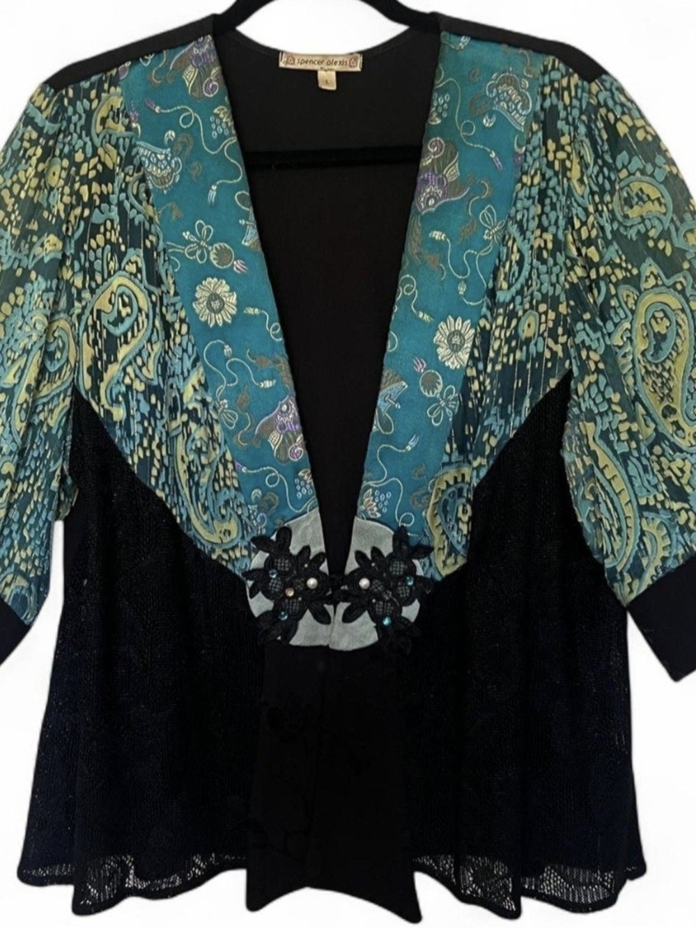 Vtg Spencer Alexis Fairy Grunge Vintage Mixed Media Silk Blend Kimono